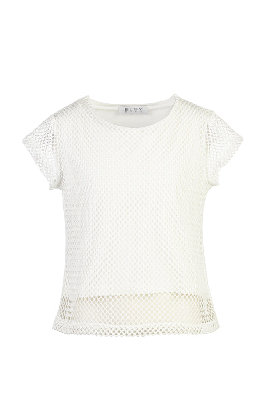 ELSY Girl Top Rete Color Yogurt Primavera-Estate