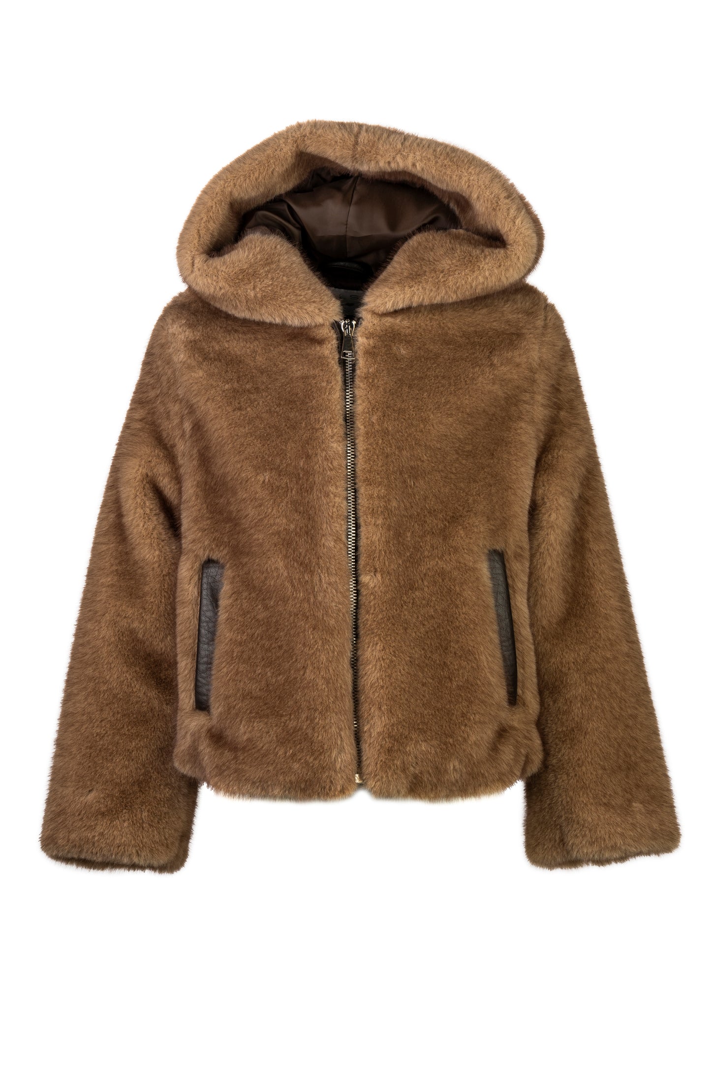 ELSY Girl Giaccone Corto Ecopelliccia Tortora