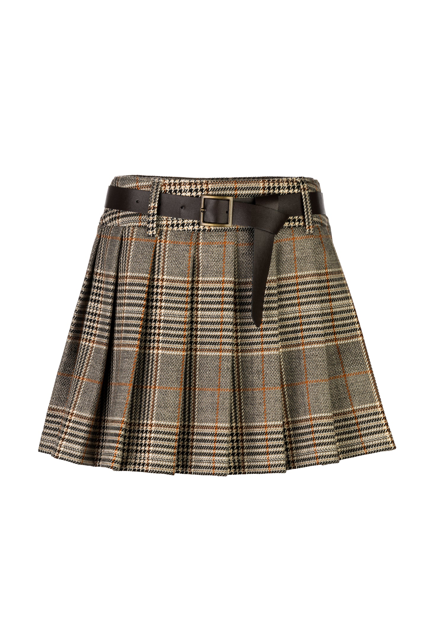 ELSY Girl Gonna Pieghe Marrone con Citnturino