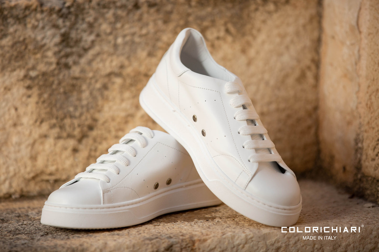 COLORICHIARI Sneakers Stringate Pelle Bianco Latte