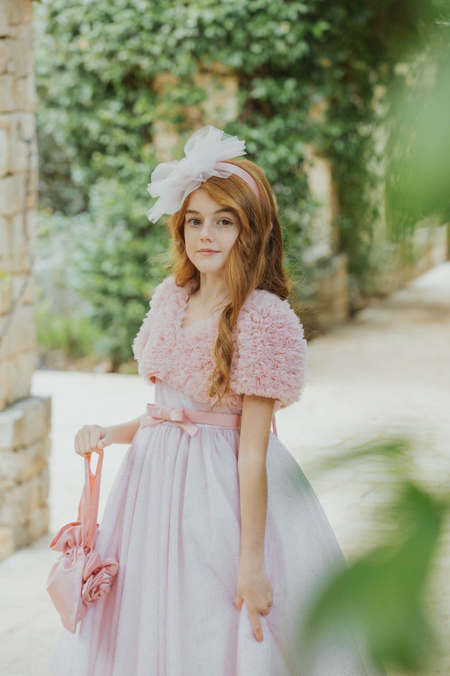 COLORICHIARI Abito Cerimonia Tulle Rosa Corallo Primavera-Estate