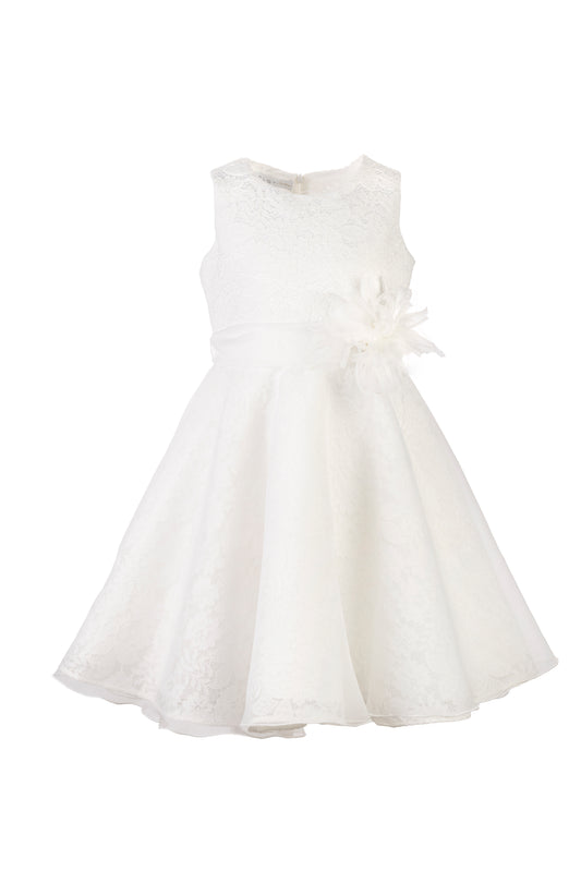 ELSY Couture Abito Cerimonia Girl Pizzo Color Yogurt Primavera-Estate