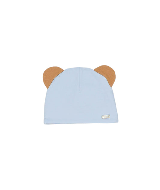 LE BEBE' ENFANT Cappello Neonato "Orsetto" Celeste-Cammello Autunno-Inverno