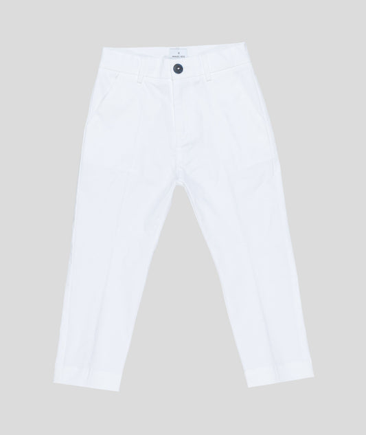 MANUEL RITZ Pantalone Boy Cerimonia Cotone Bianco