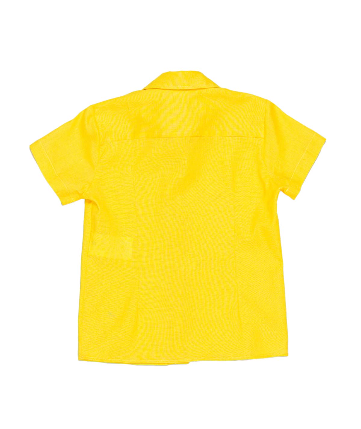 MANUEL RITZ Yellow Linen Blend Short Sleeve Shirt