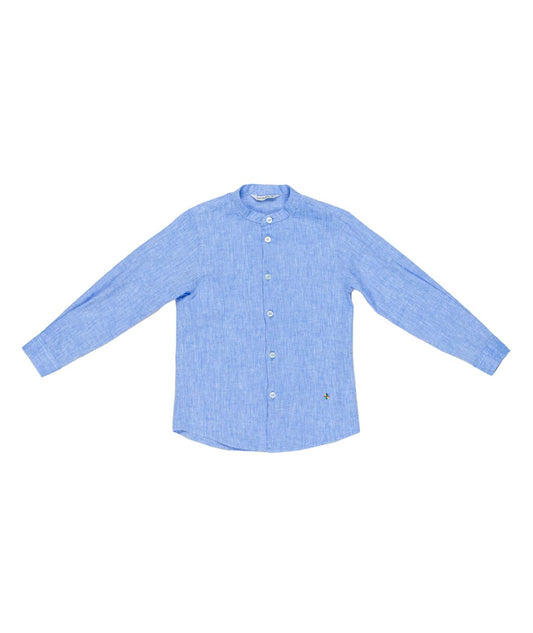 MANUEL RITZ Guru boy shirt in light blue melange linen blend
