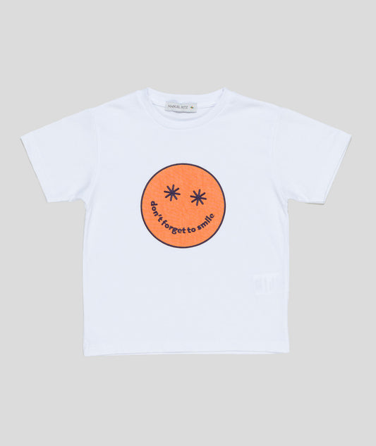 MANUEL RITZ T-Shirt Boy Cotone Bianco-Arancione