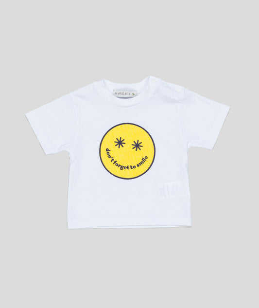 MANUEL RITZ White-Yellow Cotton Baby T-Shirt