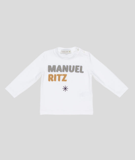 MANUEL RITZ T-Shirt Baby manica lunga Bianca