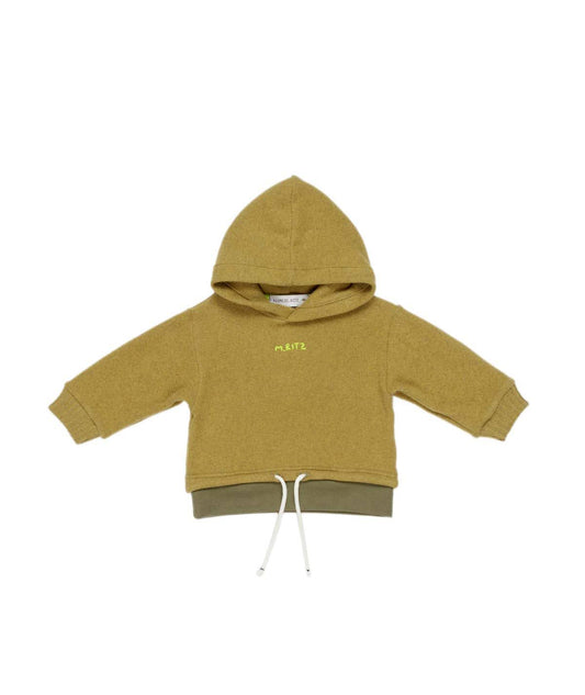 MANUEL RITZ Felpa Baby con Cappuccio Verde Olio Autunno-Inverno