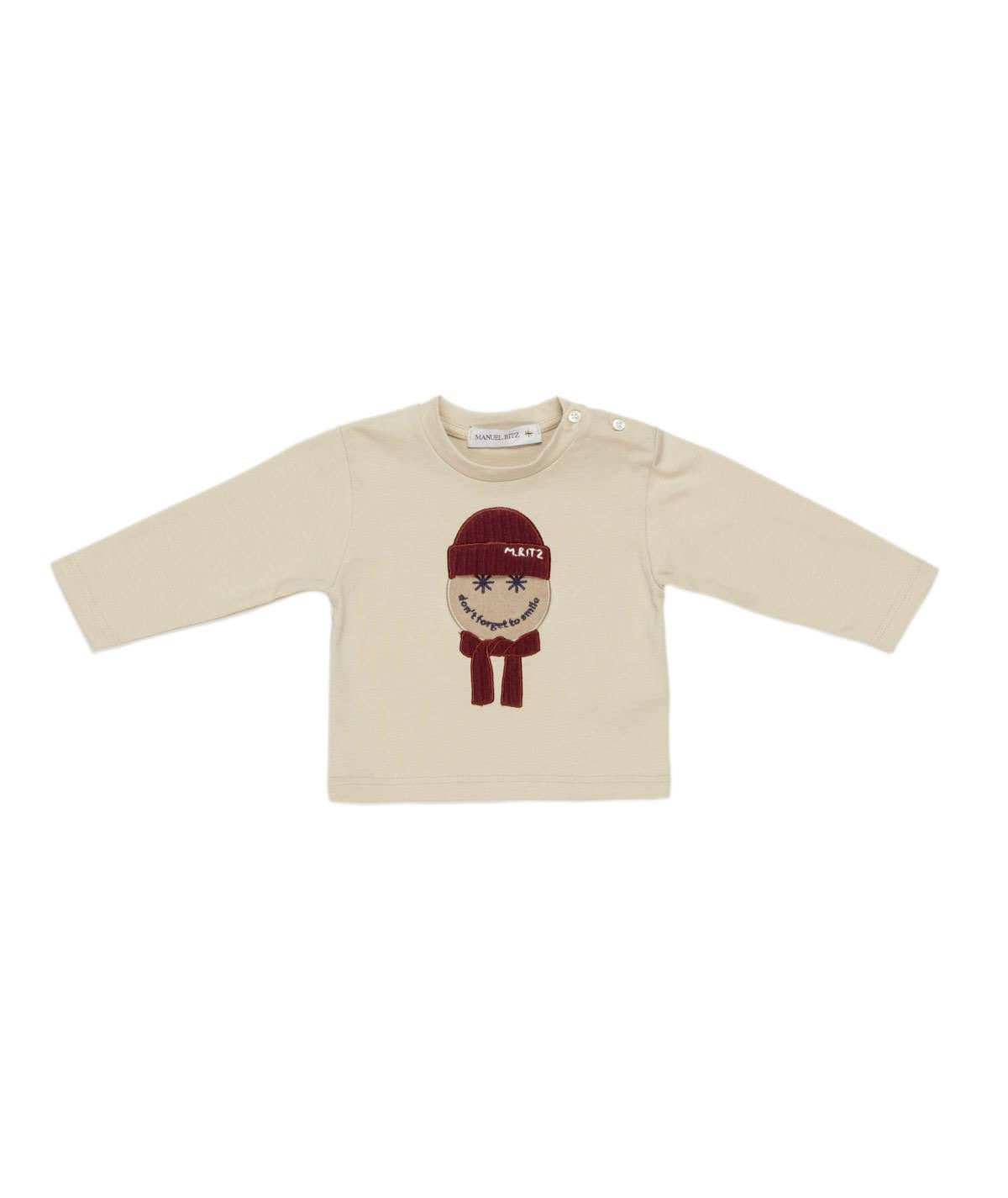 MANUEL RITZ T-Shirt Baby Crema-Amarone Autunno-Inverno