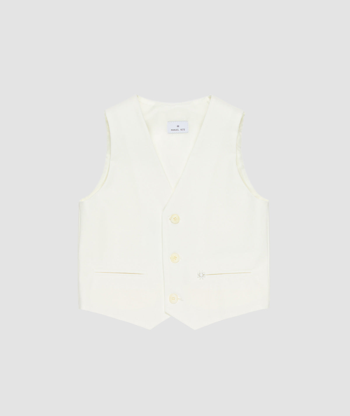 MANUEL RITZ Completo Cerimonia Boy 2 pezzi Gilet+Bermuda Colore Gesso Primavera-Estate