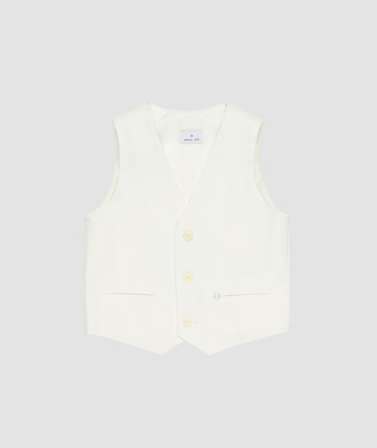 MANUEL RITZ Completo Cerimonia Boy 2 pezzi Gilet+Bermuda Colore Gesso Primavera-Estate