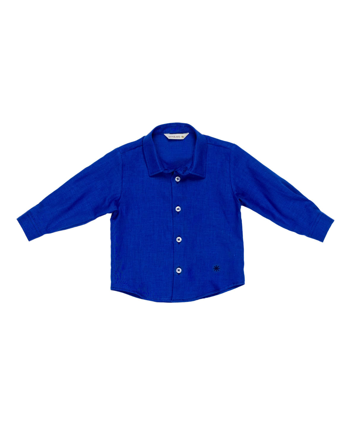 MANUEL RITZ Camicia Boy in Lino-Viscosa Blu Royal Primavera-Estate