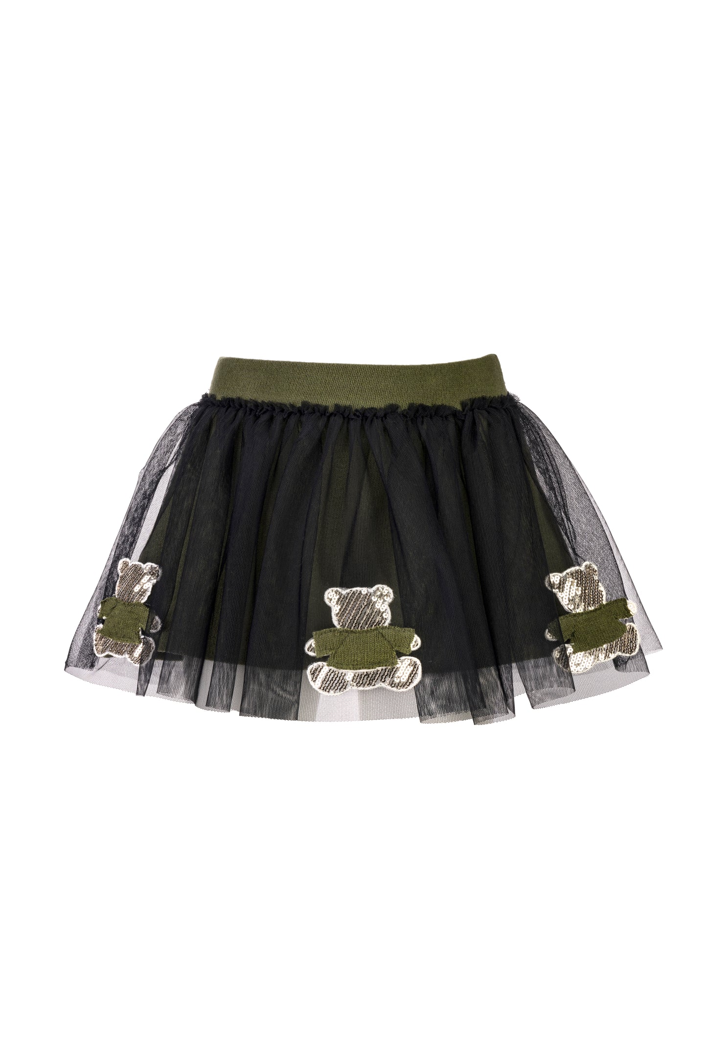 ELSY Bambina Shorts-Gonna Tulle Orsetti Nero-Verde Autunno-Inverno