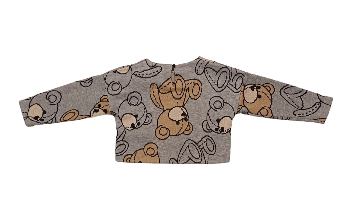ELSY Baby Grey-beige teddy pattern short sweater
