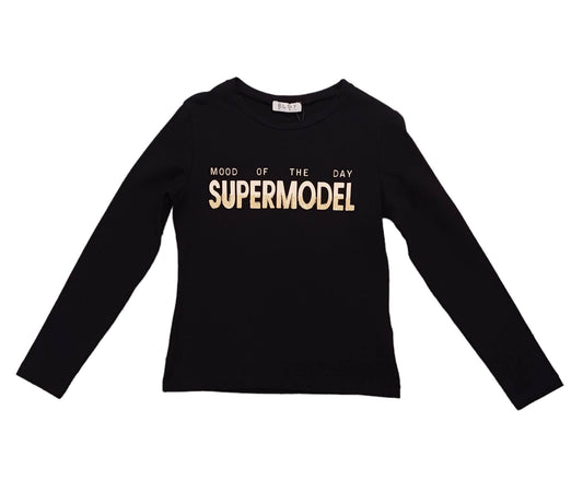 ELSY Girl T-shirt Black Jersey Supermodel