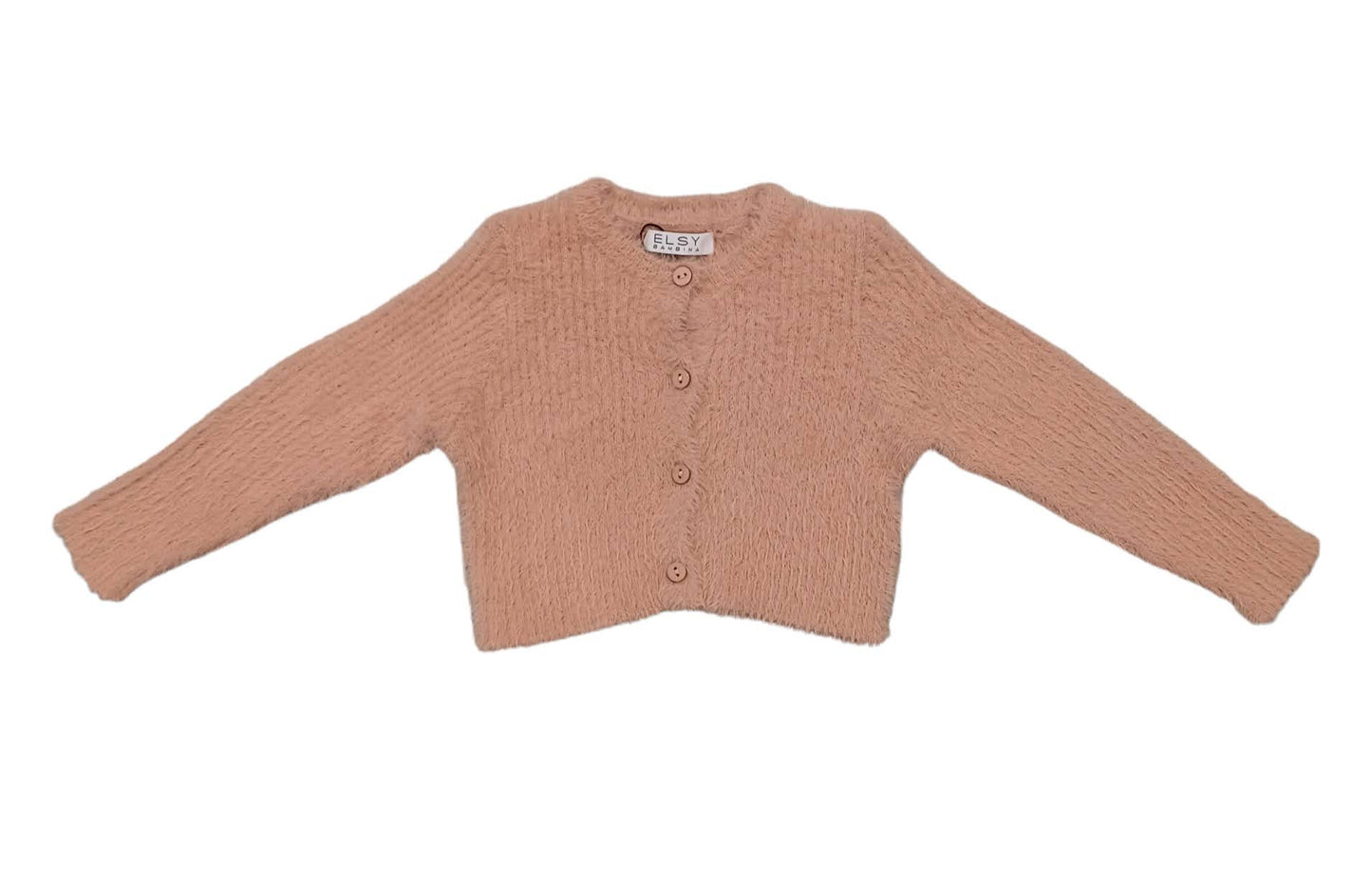 ELSY Baby Cardigan corto in maglia calata rosa cipria