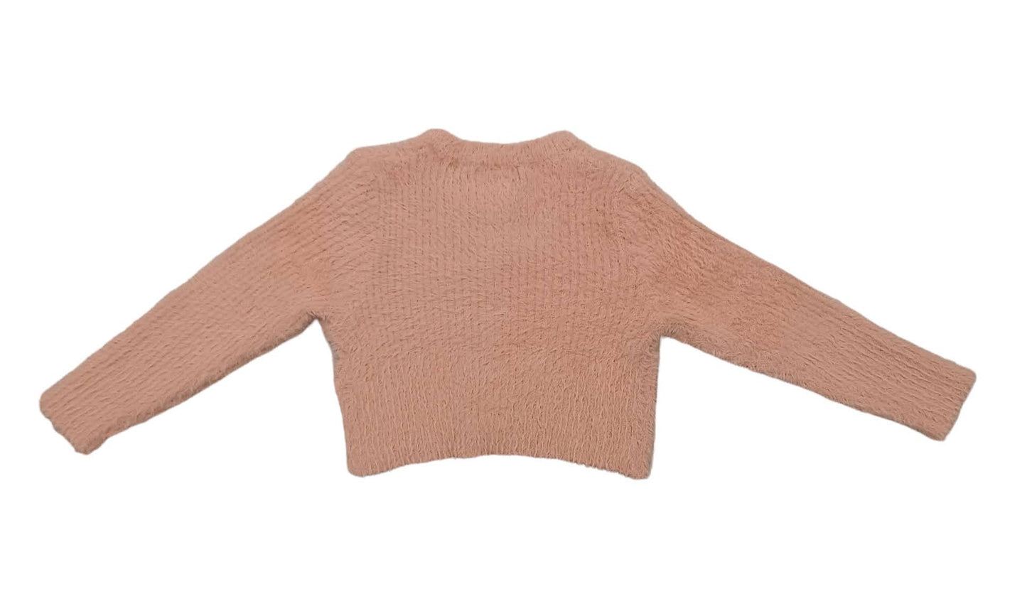 ELSY Baby Short cardigan in powder pink loose knit
