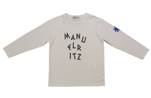 MANUEL RITZ T-shirt manica lunga Latte-antracite