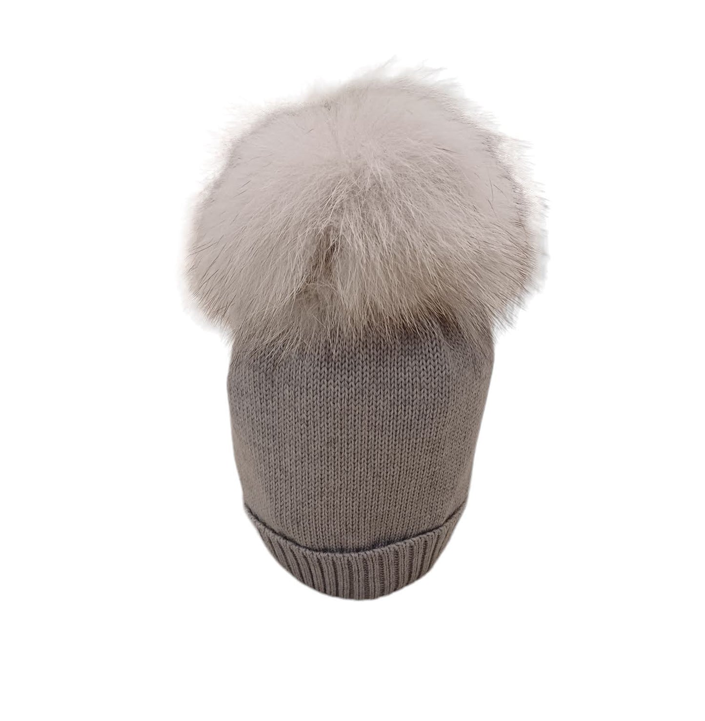 COLORICHIARI Cappello lana con pom pon pelliccia grigio