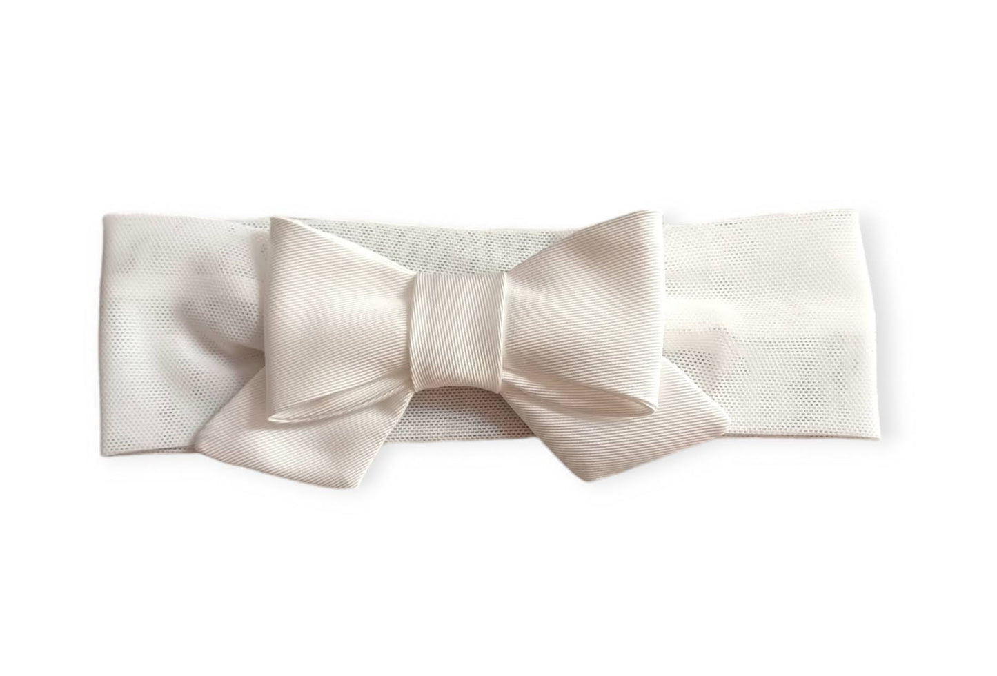 COLORICHIARI Fascia in Tulle Panna con Fiocco in Raso Bianco Latte Primavera-Estate