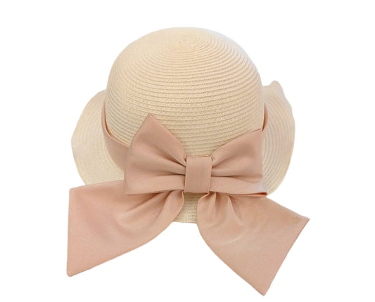 COLORICHIARI Straw hat with antique pink bow