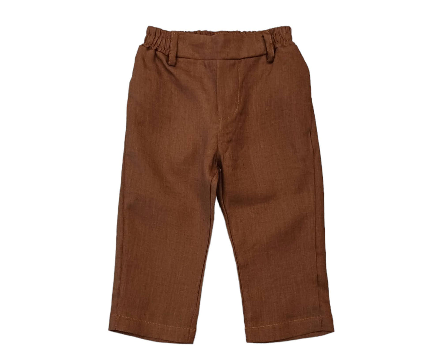 MANUEL RITZ Brown Linen Baby Trousers