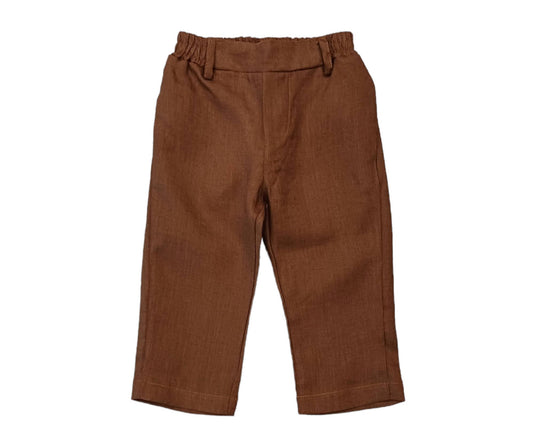 MANUEL RITZ Brown Linen Baby Trousers