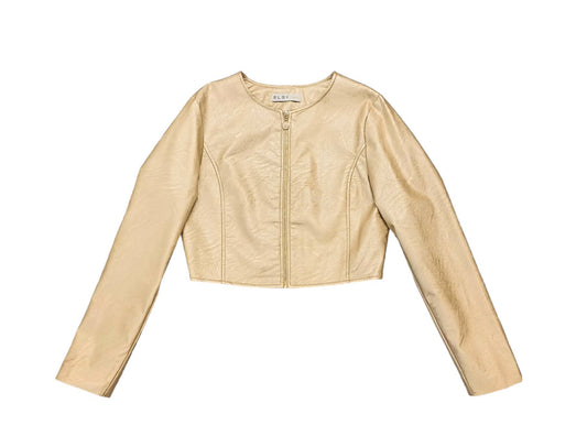 ELSY Short Leather Jacket in Platinum Gold Color