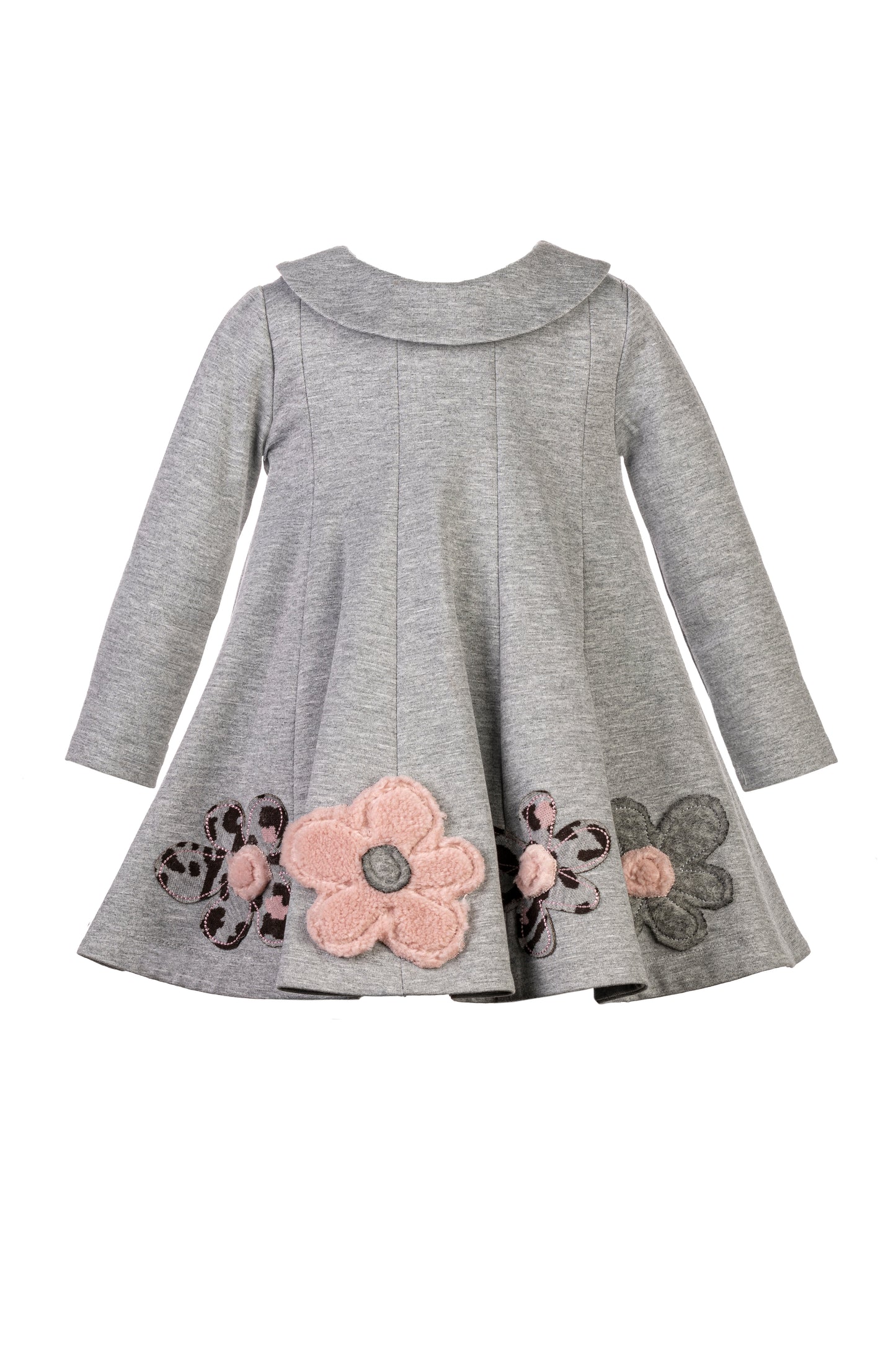 ELSY Bambina Abito Grigio con Fiori Autunno-Inverno