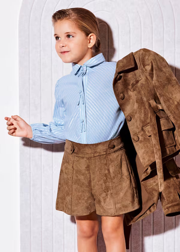 ABEL & LULA Completo 2 Pezzi Sahariana + Bermuda Camoscio Color Toffee Autunno-Inverno