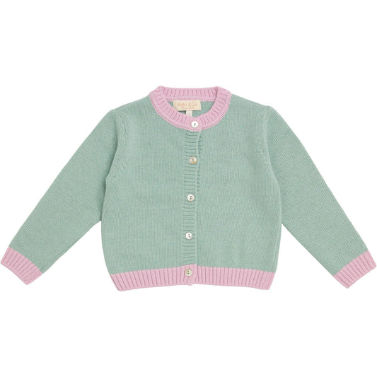 MALVI & CO. Cardigan Lana-Cashmere Rosa Quarzo-Verde Autunno-Inverno