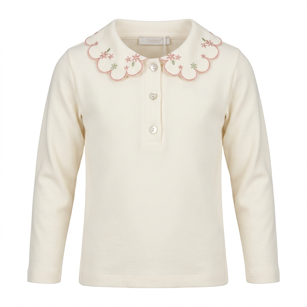 COCCODE' T-shirt con Colletto Panna-Rosa Polvere Autunno-Inverno