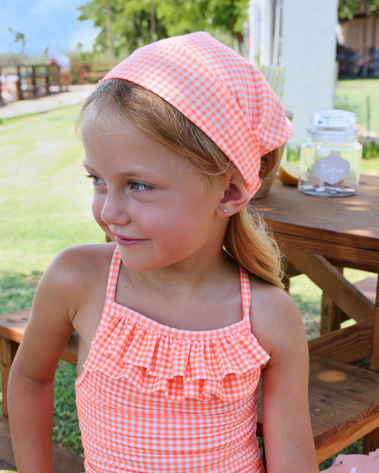 TUTTO PICCOLO Bandana Fantasia Vichy Arancio-Bianco Primavera-Estate