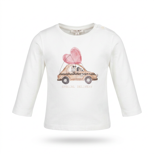 COCCODE' T-Shirt M/L Fantasia Cuore Panna-Biscotto Autunno-Inverno