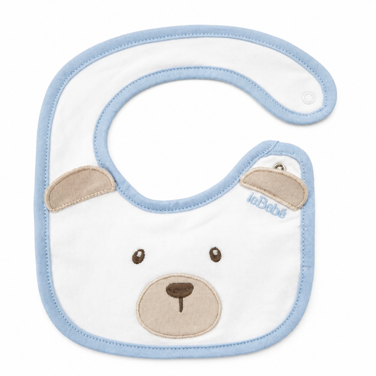LE BEBE' ENFANT Bavetta Neonato Orsetto Panna-Celeste Autunno-Inverno