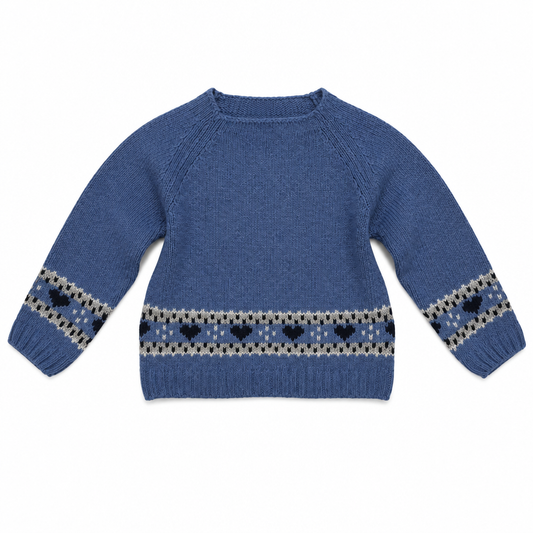MALVI & CO. Pullover lana-cashmere jacquard celeste navy Autunno-Inverno