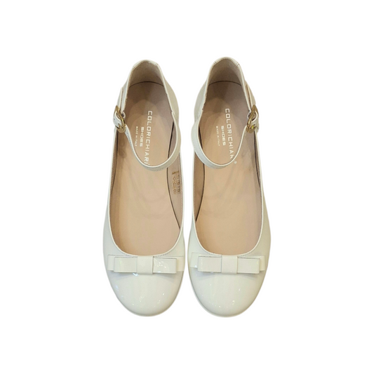 COLORICHIARI Ballerina con Fiocco Vernice Bianco Latte