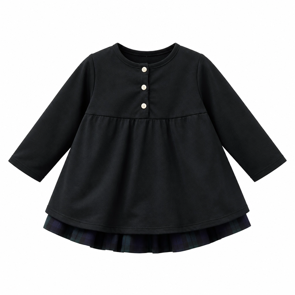 MALVI & CO. Vestito Bambina in Velluto Verde con Frill e Colletto Staccabile a Contrasto Autunno-Inverno