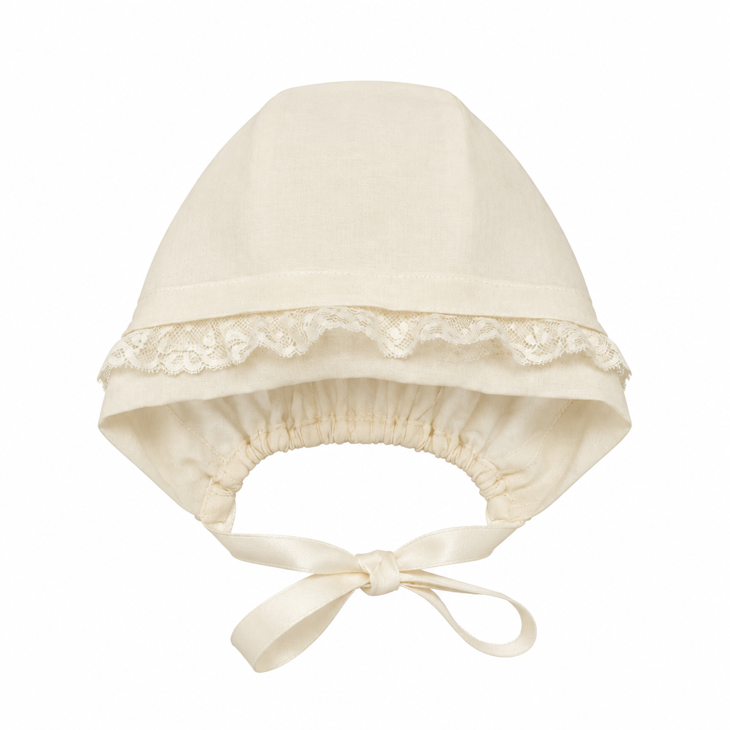 PICCOLA GIUGGIOLA Trilly Set Cerimonia Vestito con Cuffia e Scarpine in Pura Seta e Pizzo Valenciennes Avorio Autunno-Inverno