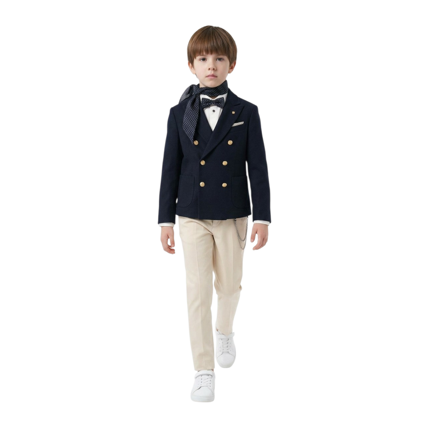 COLORICHIARI Completo Cerimonia 5 Pezzi Blue Navy-Beige + Foulard Primavera-Estate