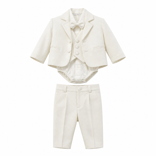MANUELL & FRANK Completo Baby Cerimonia 5 Pezzi Colore Panna Autunno-Inverno