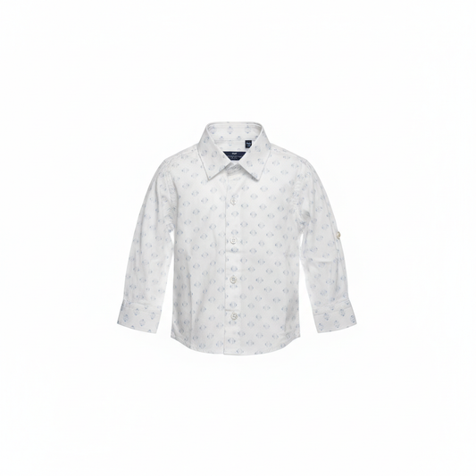 MANUELL & FRANK Camicia Baby Cotone Fantasia Bianco-Blu