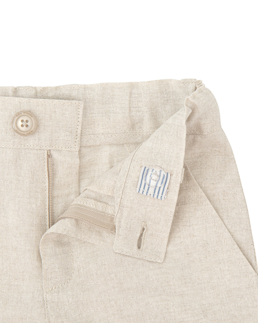 TUTTO PICCOLO Completo 3 Pezzi Cerimonia Gilet+Camicia+Bermuda Panna-Sabbia Primavera-Estate