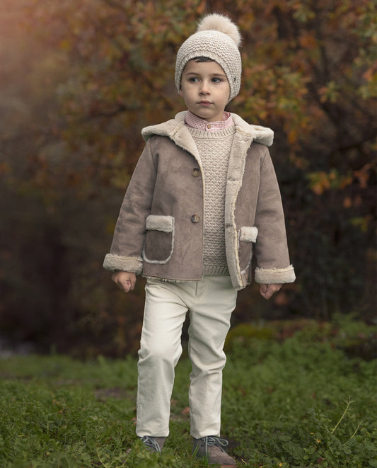 PAZ RODRIGUEZ Cappotto Montone con Cappuccio Nocciola Autunno-Inverno