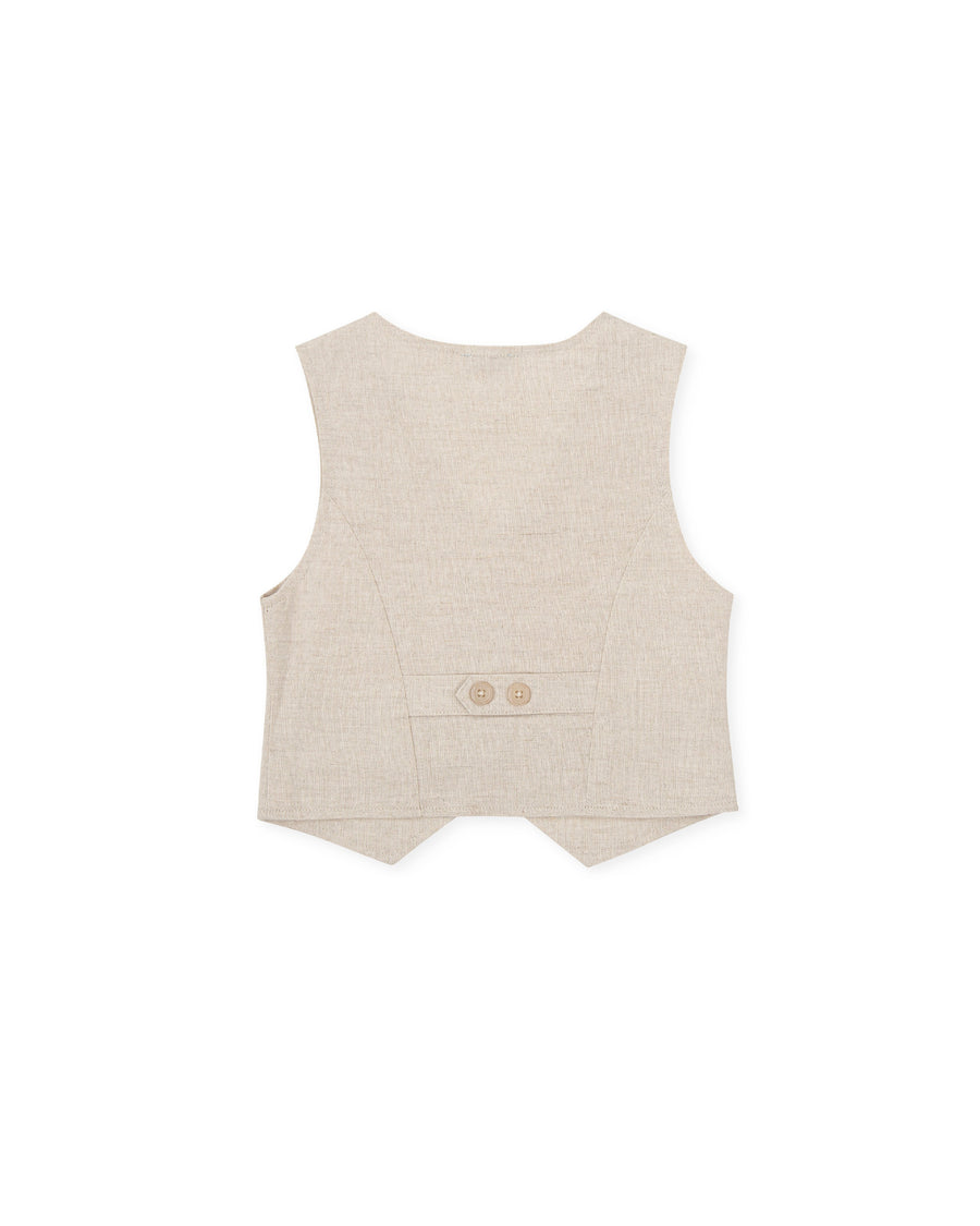 TUTTO PICCOLO Completo 3 Pezzi Cerimonia Gilet+Camicia+Bermuda Panna-Sabbia Primavera-Estate