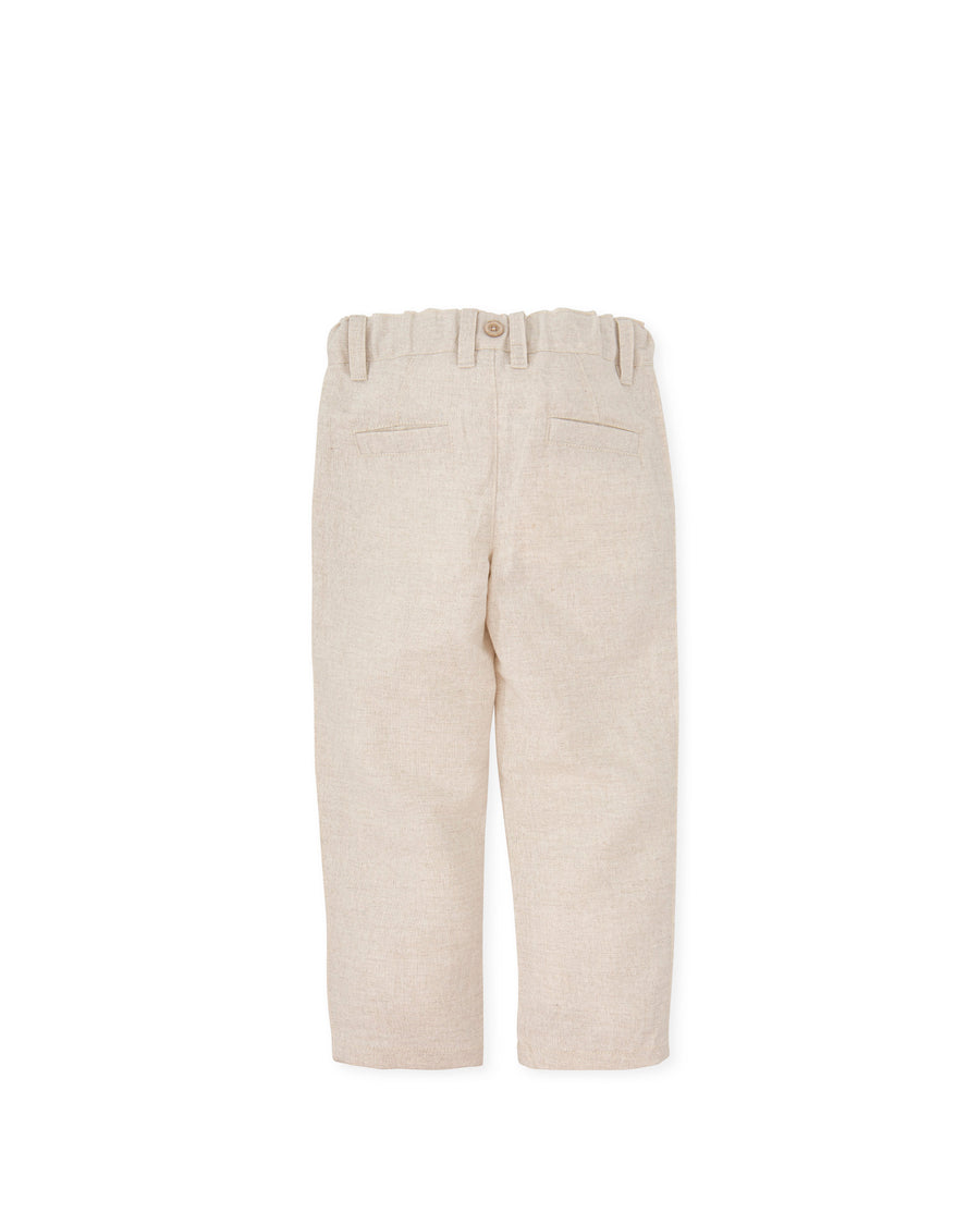 TUTTO PICCOLO Completo Cerimonia 4 Pezzi Giacca+Camicia+Papillon+Pantalone Panna-Sabbia Primavera-Estate