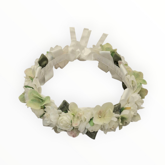 COLORICHIARI Coroncina Fiori Bianco Latte- Verde Salvia Primavera-Estate