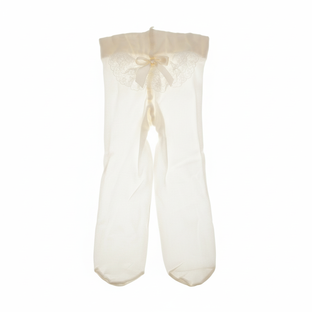 STORY LORIS Collant Tulle Microrete Rouge Pizzo Avorio Primavera-Estate